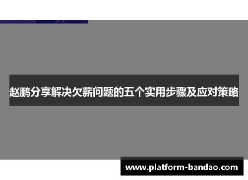 赵鹏分享解决欠薪问题的五个实用步骤及应对策略